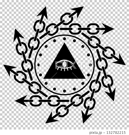 矢印と目のダークな魔法陣　ブラック 132782215