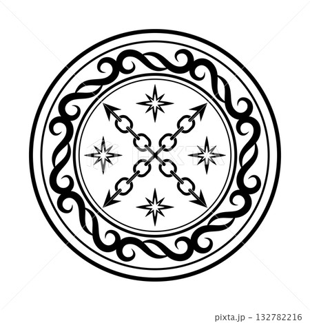 蔓草と鎖のダークな魔法陣　ブラック 132782216