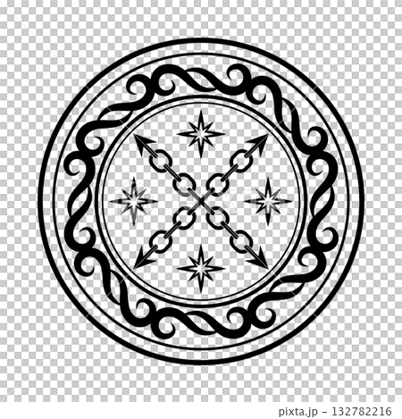 蔓草と鎖のダークな魔法陣　ブラック 132782216