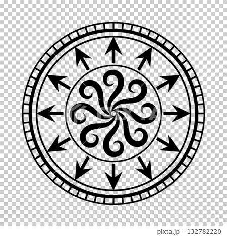 矢印と渦のダークな魔法陣　ブラック 132782220