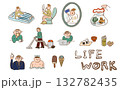 起きてから寝るまでの生活イラストセット 132782435
