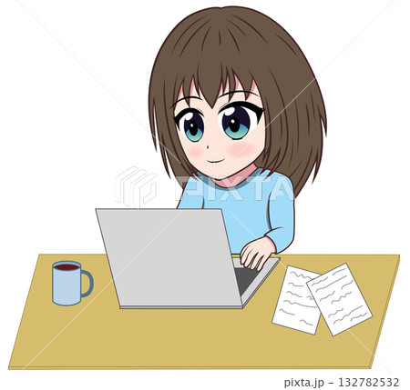 テレワーク中の女性 132782532