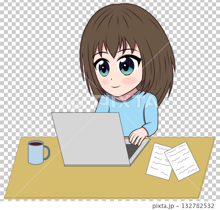 テレワーク中の女性 132782532