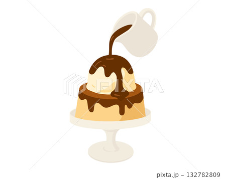 プリンアフォガードのイラスト プリンアフォガードのイラスト 132782809