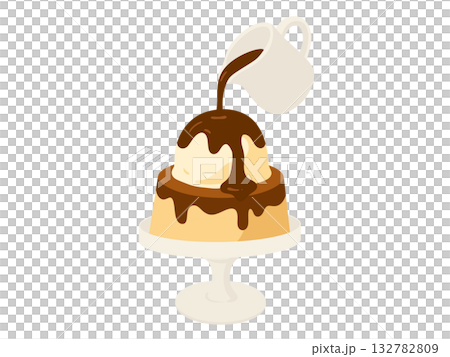 Pudding affogato illustration 132782809