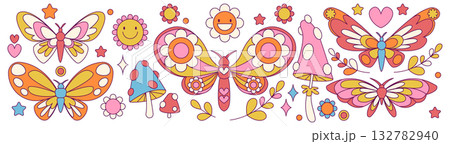 Groovy flower and butterfly collection Groovy flower and butterfly collection 132782940