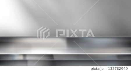 Stainless steel kitchen counter with wall Stainless steel kitchen counter with wall 132782949