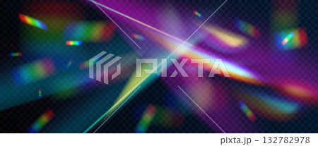 Abstract prism light flare on black background 132782978