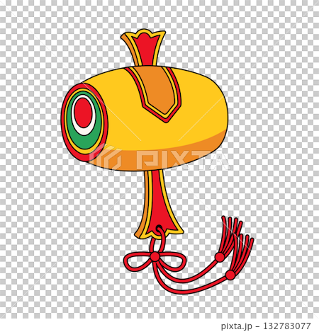 金色の打ち出の小槌のイラスト（縁起物・開運・和風デザイン） 132783077