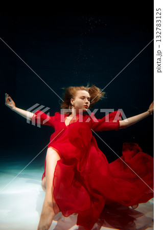 Serene water environment highlights athletic elegance and form 132783125