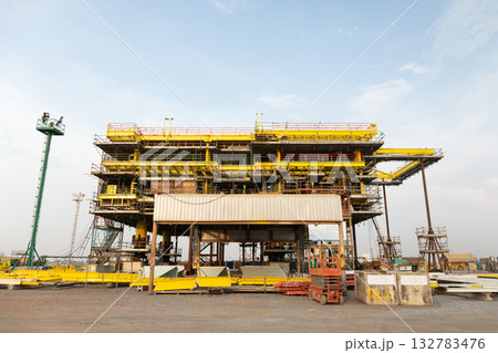 Offshore platform under construction. 132783476