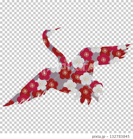 【梅花背景下的仙鶴剪影】手工刺繡插圖素材 【梅花背景下的仙鶴剪影】手工刺繡插圖素材 132783845
