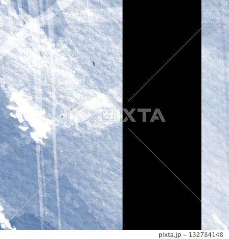 クールでスタイリッシュな水彩・グランジ風・青と白のテクスチャと黒い縦帯のモダンな背景 132784148