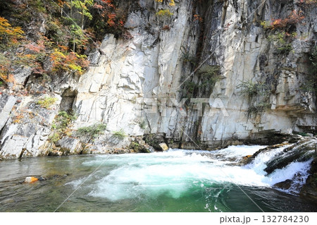 紅葉する屛風岩/福島県南会津郡南会津町 紅葉する屛風岩/福島県南会津郡南会津町 132784230