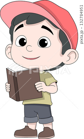 Boy Carrying Books for School Exam Preparation 132784951