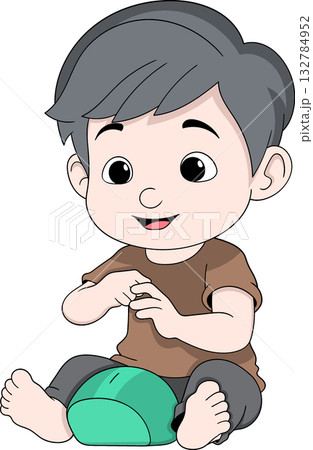 Boy Holding Piggy Bank Learning to Save Boy Holding Piggy Bank Learning to Save 132784952