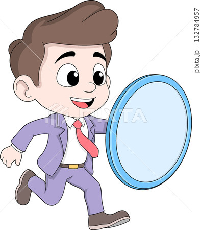Businessman Carrying Shield Vector Illustration Businessman Carrying Shield Vector Illustration 132784957