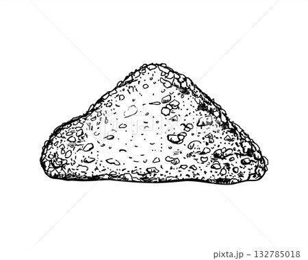 Monochrome heaps of salt crystals or fine gravel vector illustration painted by black inks in linear style. Powder pile graphic sketch. Food ingredient or building materials for design, decor Monochrome heaps of salt crystals or fine gravel vector illustration painted by black inks in linear style. Powder pile graphic sketch. Food ingredient or building materials for design, decor 132785018