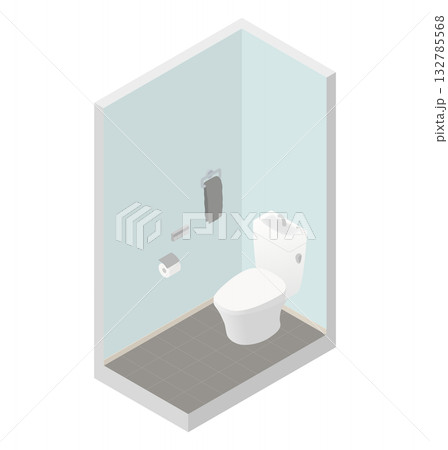 手洗いタンク付きトイレの内装アイソメトリックイラスト 手洗いタンク付きトイレの内装アイソメトリックイラスト 132785568