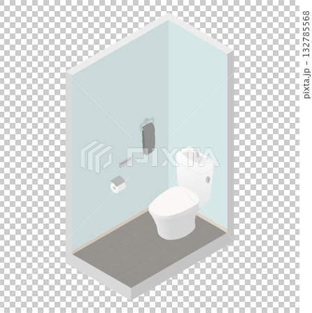 手洗いタンク付きトイレの内装アイソメトリックイラスト 手洗いタンク付きトイレの内装アイソメトリックイラスト 132785568