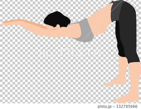 ダイエットする女性のイラスト(ストレッチ)	 132785666