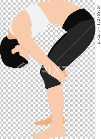 ダイエットする女性のイラスト(ストレッチ) ダイエットする女性のイラスト(ストレッチ) 132785667