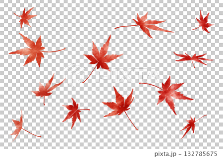 Autumn background with watercolor red maple leaves | Maple, autumn leaves, maple, autumn, watercolor 132785675