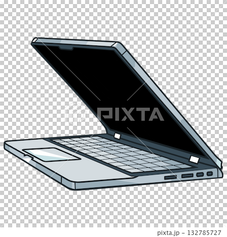 なめらかに開閉する銀色のノートパソコンと黒い無地の画面が革新を感じさせる なめらかに開閉する銀色のノートパソコンと黒い無地の画面が革新を感じさせる 132785727