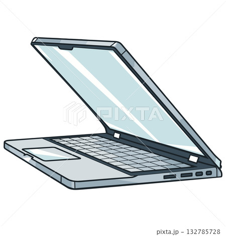 なめらかに開閉する銀色のノートパソコンと青い無地の画面が革新を感じさせる なめらかに開閉する銀色のノートパソコンと青い無地の画面が革新を感じさせる 132785728