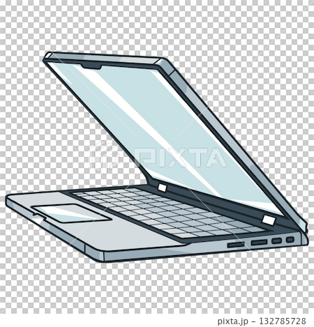 なめらかに開閉する銀色のノートパソコンと青い無地の画面が革新を感じさせる なめらかに開閉する銀色のノートパソコンと青い無地の画面が革新を感じさせる 132785728