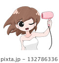 ドライヤーで髪を乾かす女子1 132786336