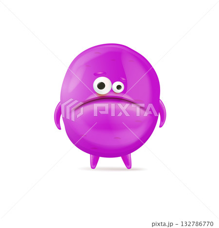 Vector cartoon funny violet christmas monster isolated on white background. Smiling silly violet monster print sticker design template. halloween character Vector cartoon funny violet christmas monster isolated on white background. Smiling silly violet monster print sticker design template. halloween character 132786770