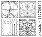 Set of Classic Square Stained Glass Window Designs 132786843