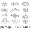 Set of Vintage Ornamental Decorative Elements in Classic Engraving Style 132786844