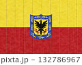 The official flag of Bogota, the capital of Colombia, on wood texture. Conceptual collage. Illustration 132786967