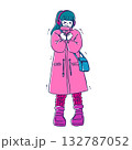 シンプルかわいい冬服女子のイラスト素材 132787052
