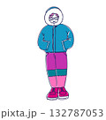 シンプルかわいい冬服女子のイラスト素材 132787053