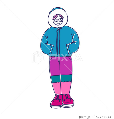 シンプルかわいい冬服女子のイラスト素材 132787053