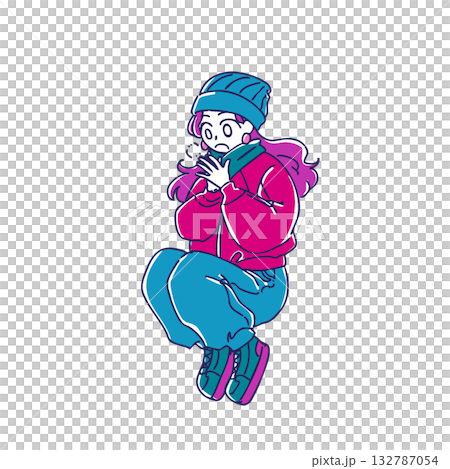 シンプルかわいい冬服女子のイラスト素材 シンプルかわいい冬服女子のイラスト素材 132787054