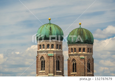 Twin Towers of Frauenkirche Church. Munich Old Town. Bavaria, Germany Twin Towers of Frauenkirche Church. Munich Old Town. Bavaria, Germany 132787679