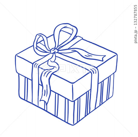 Retro hand drawn Christmas gift box vector illustration. Doodle Xmas, birthday, Valentines day present on white background. 132787855