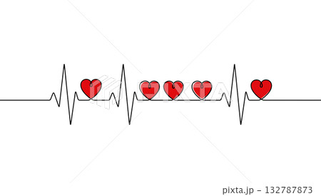 Heartbeat graphic with hearts. Medicine and love concept 132787873