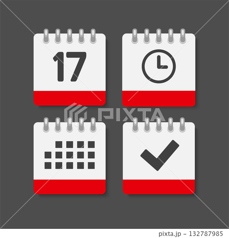 Icon page calendar - 17 day, agenda, check, timer 132787985