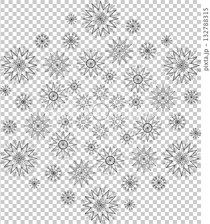 Winter coloring page with mandala of snowflakes Winter coloring page with mandala of snowflakes 132788315