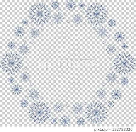 Winter frame of snowflakes. Blue mandala ornament 132788320
