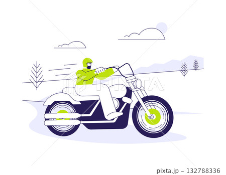 Driving highway on motorcycle abstract concept vector illustration. 132788336