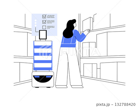 Picking robots isolated cartoon vector illustrations. Picking robots isolated cartoon vector illustrations. 132788420