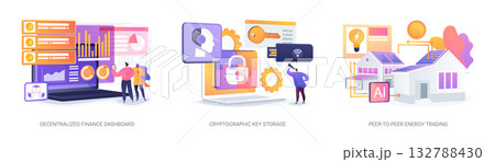 Blockchain Tools for DeFi and Energy abstract concept vector illustrations. 132788430