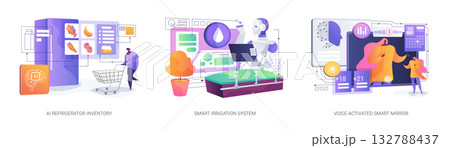 AI-Powered Everyday Smart Living abstract concept vector illustrations. AI-Powered Everyday Smart Living abstract concept vector illustrations. 132788437
