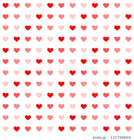 Romantic seamless heart pattern in red and pink tones on a clean background. Perfect for Valentine's Day designs, wrapping paper, invitations, cards, festive wallpaper, and wedding decorations. Vector 132788668